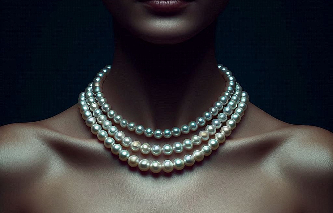 a similar replica of a celebrity pearl necklace