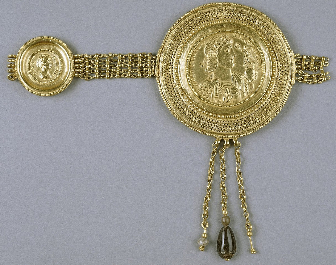 byzantine belt section with medallions of constantius ii and faustina