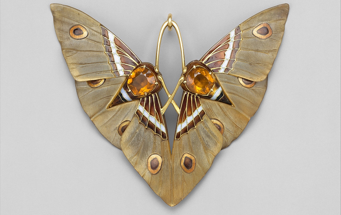 modern contemporary art moth pendant